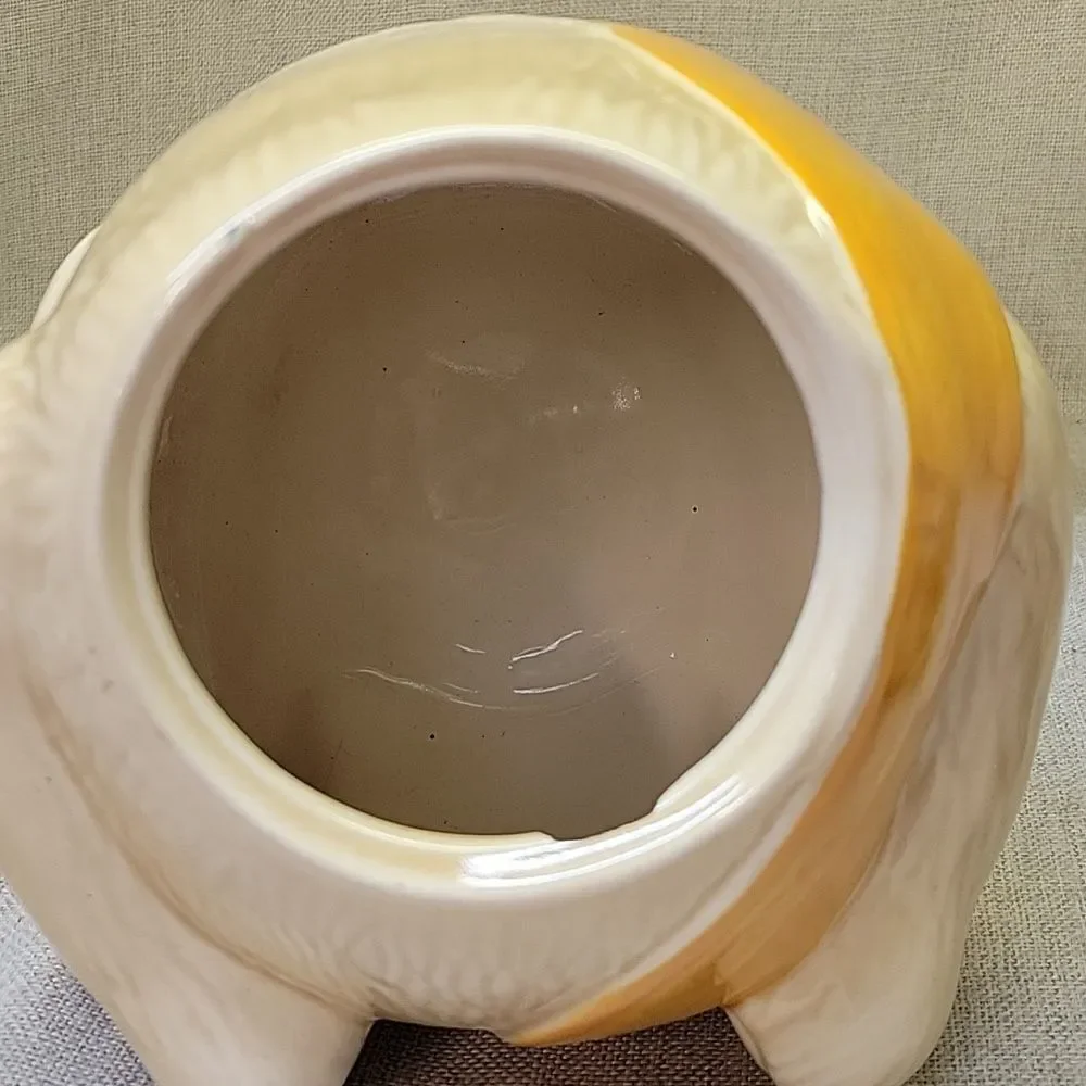 Vintage Metlox Porcelain Bear Cookie Jar Yellow/ Cream With Scarf